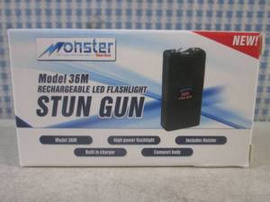 (CNTR) Monster Rechargeable LED Flashlight Stun Gun Model 36M in Black - New In Box