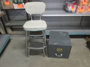 (A-4) Step Stool Chair and Single Drawer File Cabinet