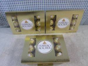 (B-1) 3 Boxes of Ferrero Rocher Fine Hazelnut Chocolates Past Date