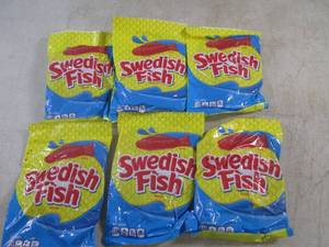 (B-3) 6 Bags Swedish Fish Candy Best by Aug 2024
