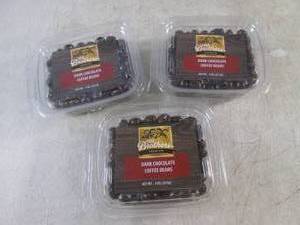 (B-2) 3 Containers of Dark Chocolate Covered Coffee Beans Past Date