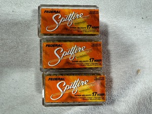 Federal Spitfire Hyper Velocity 17 HMR. Three Boxes 50 Rounds per Box.