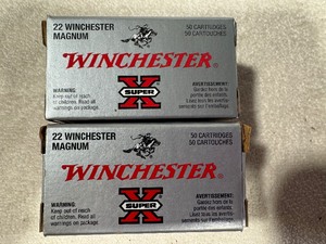 Winchester Magnum 22 Super X Jacket Hallow Point. Two Boxes. 50 Cartridges per Box.