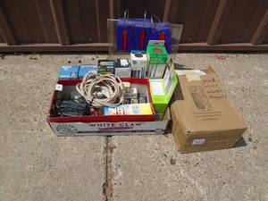 Assorted light bulbs & personal heater. As shown.