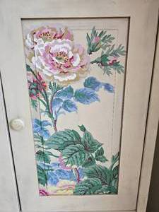 lot 50 image: Cabbage Rose Painted Facade Entertainment Cabinet