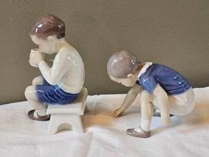 lot 104 image: Bing & Grondahl Figures  Boy & Pebble, Boy with Milk
