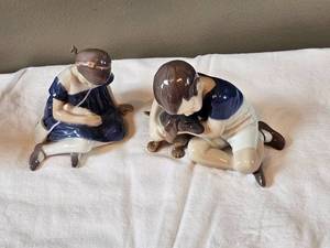 lot 105 image: Bing & Grondahl Figures - Boy & Dog, Girl & Infant