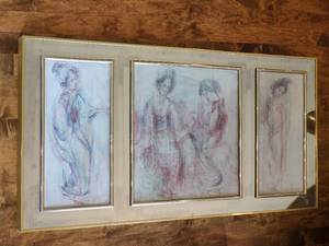 lot 30 image: Gorgeous Geisha Dancer Prints in Turner Mirror Frame