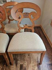 lot 18 image: Lorts Scroll Back Dining Chairs Eight Count
