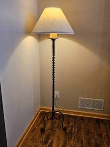 lot 54 image: Faux Primitive Industrial Floor Lamp Helix from Dana Creath Designs