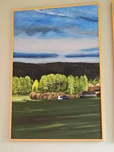 lot 1 image: Breathtaking Minnesota Provincial Fine Art Triptych - Brendan Kramp - Upstate New York Farm in Autumn - 2021