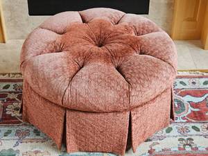 lot 56 image: Chic Pearsons Tufted Ottoman Custom Upholstery