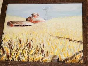 lot 27 image: Gothic American Rural Landscape Oil