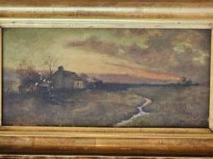lot 29 image: Devehler Signed Vintage Oil Landscape in Rococo Frame