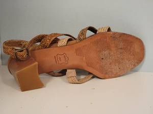 lot 36A image: Stuart Weitzman Braided Leather Strappy Heels - Leather Sole - Size 8.5