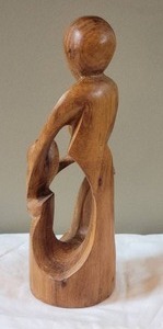lot 32 image: Stunning Handcarved Fine Art Wood Sculpture - Mother & Children