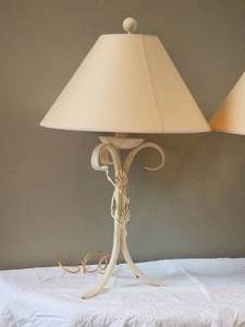 lot 119 image: Charming Sculpted Metal French Provincial Table Lamp Pair