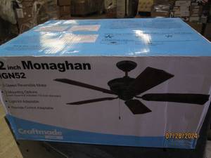lot 226 image: new craftmade 52 inch monaghan 3-speed 2 mounting options fan