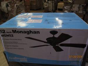 lot 227 image: new craftmade 52 inch monaghan 3-speed 2 mounting options fan