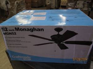 lot 229 image: new craftmade 52 inch monaghan 3-speed 2 mounting options fan
