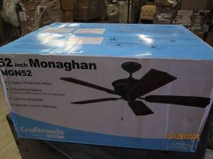 lot 230 image: new craftmade 52 inch monaghan 3-speed 2 mounting options fan