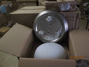 lot 242 image: case of 4 craftmade 3 light round ceiling lights