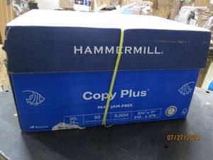 lot 38 image: case of hammermill copy plus 8.5 x 11 inch printer paper 5,000 sheets
