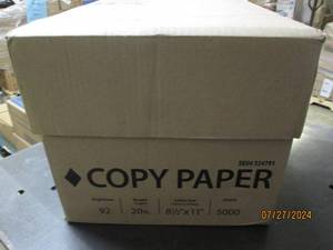 lot 42 image: case of copy paper 20lb 8.5 inch x 11 inch 5000 sheets