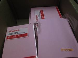 lot 56 image: 10 reams of staples pink pastel copy paper 8.5x11