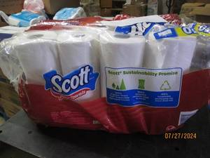 lot 65 image: 12 rolls of scott paper towels...