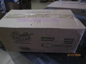 lot 89 image: case of berkley medium sporks white...