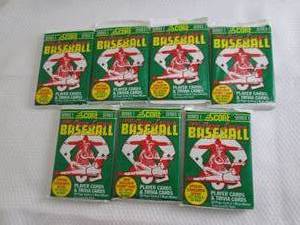 lot 88 image: 7 1991 Score Baseball Series 1 Pack...