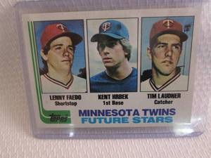 lot 90 image: 1982 Topps Kent Hrbek Rookie Card...