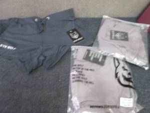 lot 377 image: 3- Medium Gym Wolf Tie Shorts...