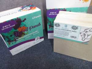 lot 407 image: 2-6 pks Daveliou 8x8 Wood Canva...