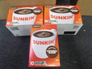lot 522 image: 3- 10 ct Dunkin Original Blend Kcu...