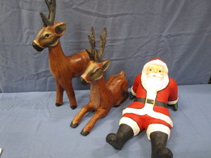 Paper Mache Santa & Deer