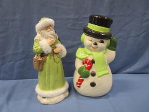 Vintage Snowman, Green Santa