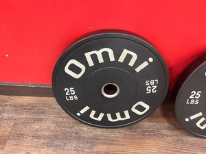 lot 27 image: (2) OMNI Classic OG Bumper Plates 25 LBS