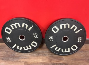 lot 42 image: (2) OMNI Classic OG Bumper Plates 25 LBS