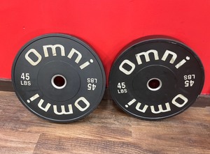lot 50 image: (2) OMNI Classic OG Bumper Plates 45 LBS