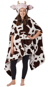 lot 132 image: LOT OF 12 Members Mark Cozy Plush Hooded Critter WRAP Animal Styles Cow