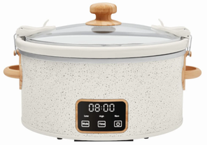 lot 150 image: The Pioneer Woman 6 Qt Digital Slow Cooker with Locking Lid, Linen Speckle