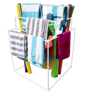 lot 158 image: 8 Bar Pyramid Towel Rack - Drying Wet Towels, Paddles, Floats, Noodles - Poolside Storage Organizers