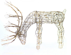 lot 206 image: Alpine Corporation Outdoor Rattan Grazing Reindeer Lawn Decoration with White Lights