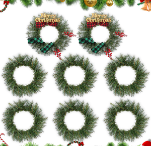 lot 209 image: 8PCS Zeyune Christmas Kitchen Cabinet Pine Wreaths Artificial Holiday Pine Wreaths