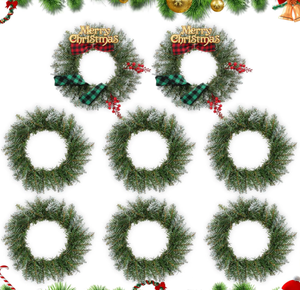 lot 214 image: 8PCS Zeyune Christmas Kitchen Cabinet Pine Wreaths Artificial Holiday Pine Wreaths