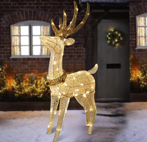 lot 215 image: PEIDUO Christmas Reindeer Outdoor Decorations, Lighted Reindeer Yard Decorations with 70 Warm White Lights