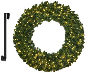 lot 220 image: Hoyechi Large Christmas Wreath - Pre-lit Plug-in Outdoor Christmas Wreaths