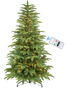 lot 224 image: Alupssuc Prelit Artificial Hinged Christmas Tree, Pre-Lit Warm White & Multi-Color Lights